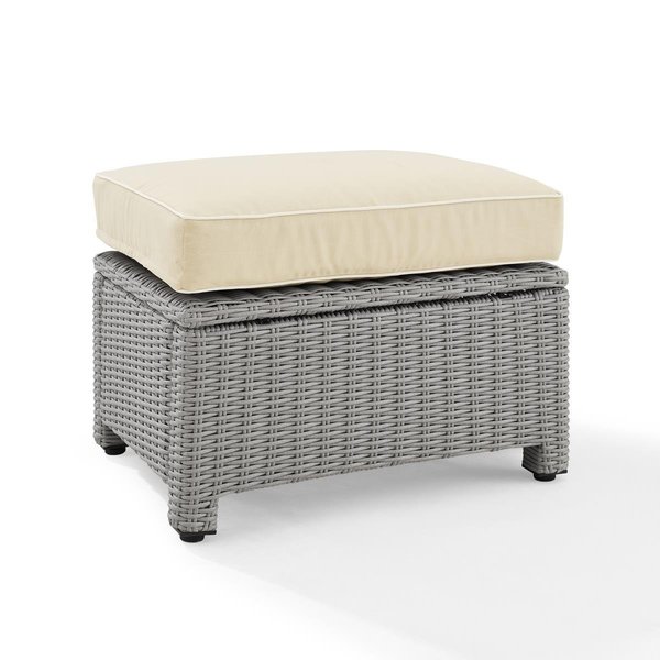 Crosley Furniture Bradenton Outdoor Wicker Ottoman, Sand & Gray KO70014GY-SA